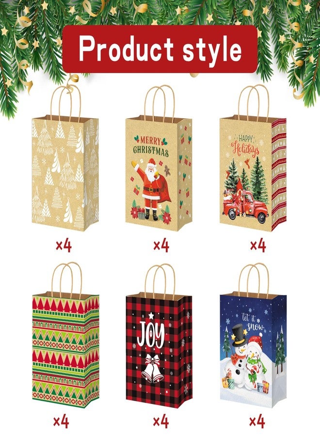 JUESMOS 24 Pack Kraft Christmas Gift Bags with Handles 10" Medium Paper Bags for Present Wrapping Holiday Paper Treat Goodie Bags for Christmas Party Favors and Decoration Supplies - Image 2